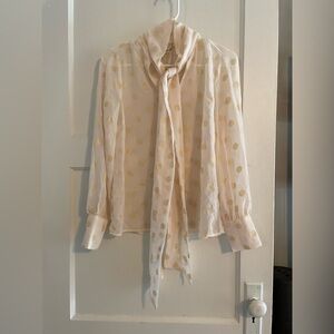 Forever 21 Cream and Gold Polka Dot Blouse